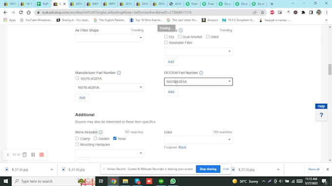 do auto parts listing on ebay