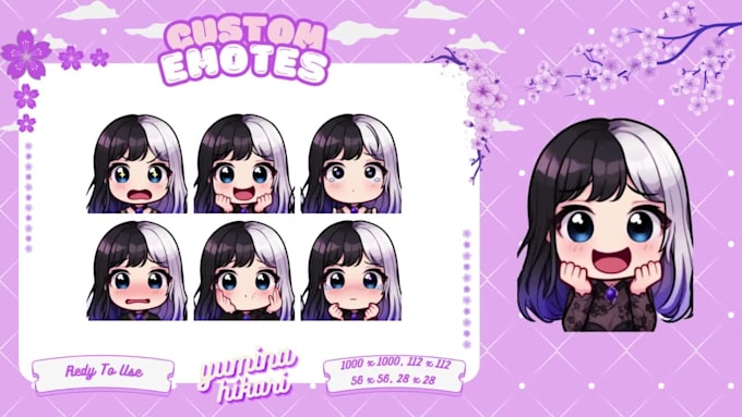 create chibi  animated emotes and badges for stream vtubers