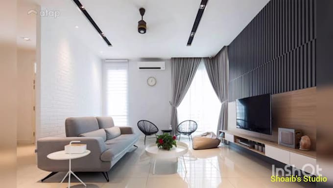 3d model, interior design and realistic render