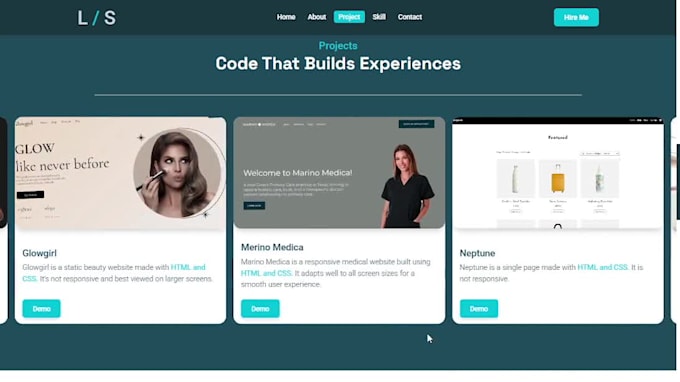 create responsive front end websites using HTML CSS js etc
