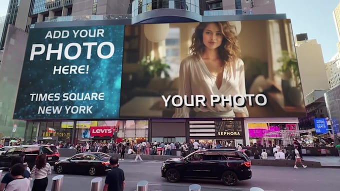 add your logo or anything else to this billboard filmed in times square,new york