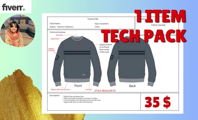 design tech packs and flat sketches in 2 hours