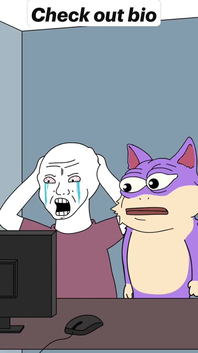 2d meme animation, meme animation, telegram promotion, mass dm ponke character