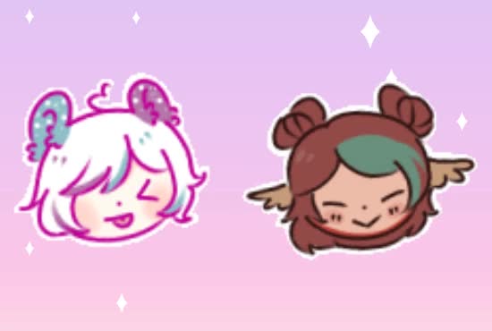 draw cute animated chibi head can be used on twitch