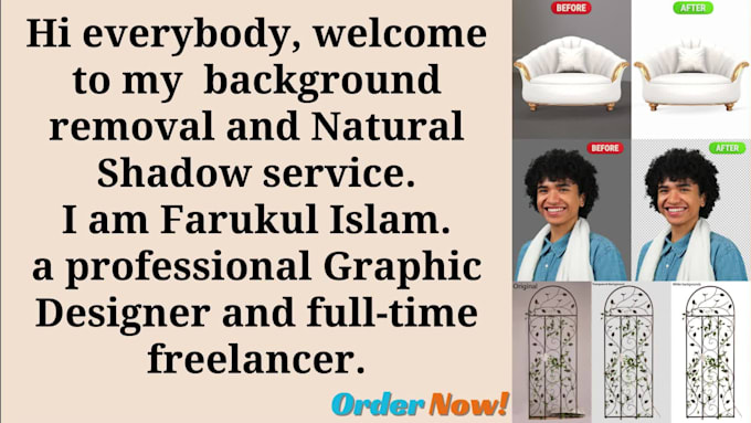 do high quality image background removal and natural shadow
