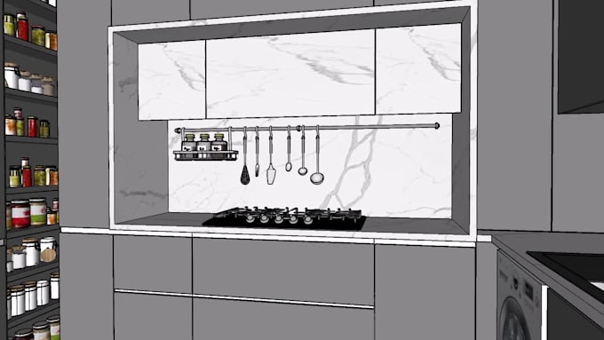 Design kitchen interior in 3d and render by Cyrusahovan | Fiverr