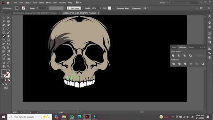 make a custom skull graphic t shirt design