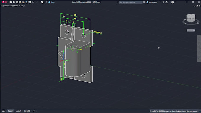 create a 2d technical drawing and 3d modelling in cad