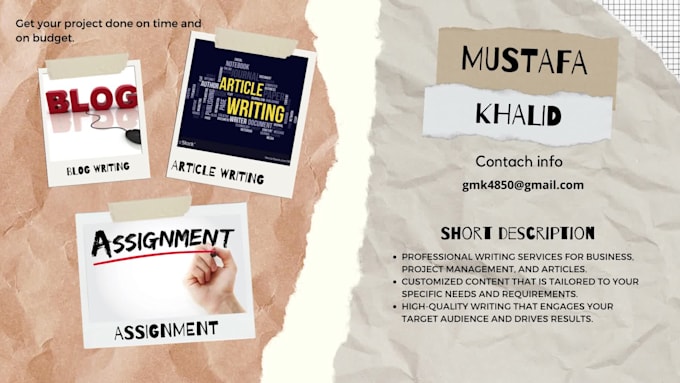 Write creative blogs, assignment, articles by Gmustafa6250 | Fiverr