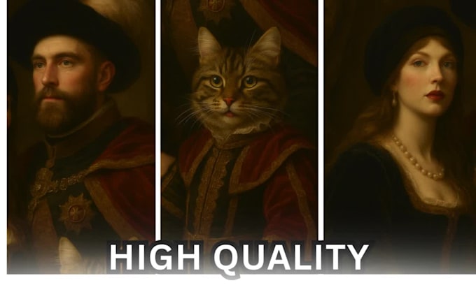 draw custom royalstyle portraits of you and your pet