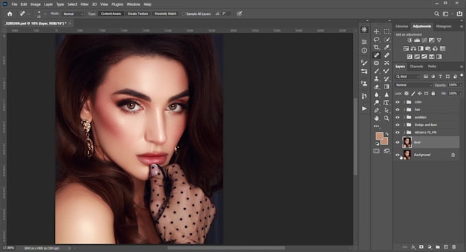 retouch your image using frequency separation dodge and burn
