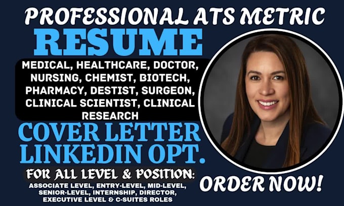 write medical, doctor, nursing, healthcare, chemist phlebotomist pharmacy resume