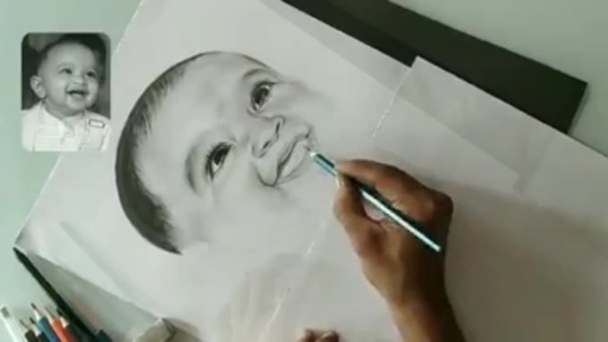 Draw amazing realistic pencil portrait by Rasheedakabdul | Fiverr