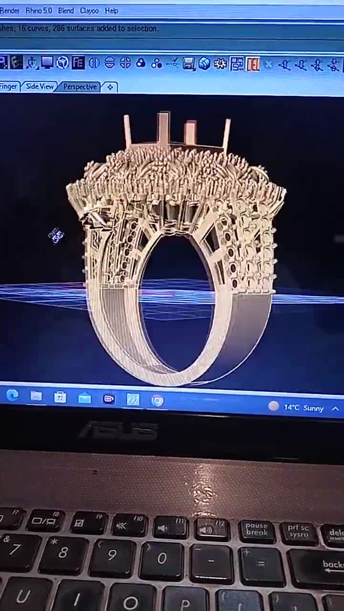 create 3d jewelry design for 3d printing and render
