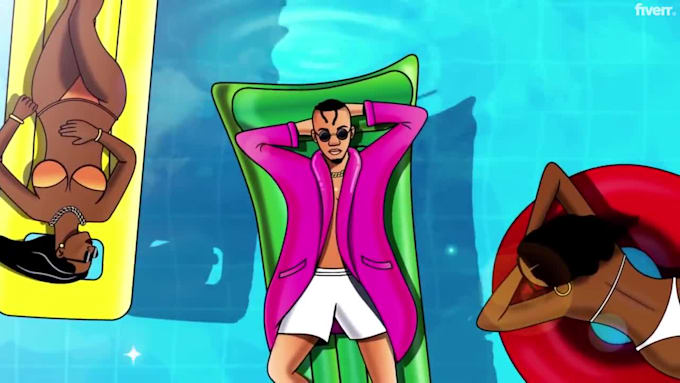 2d character modeling,2d animation,2d cartoon music video,2d lyric video