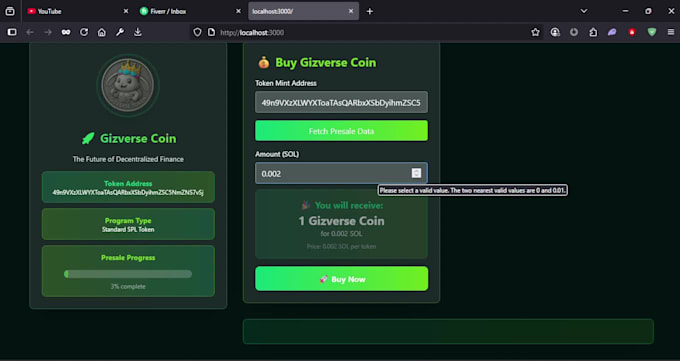 develop a secure solana token presale dapp with wallet integration