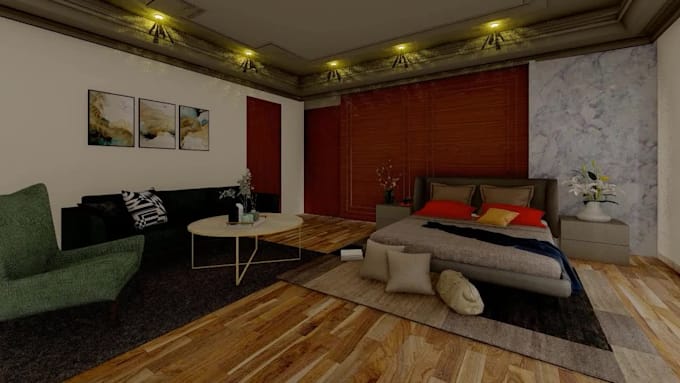 do interior design and realistic rendering 3d walkthrough