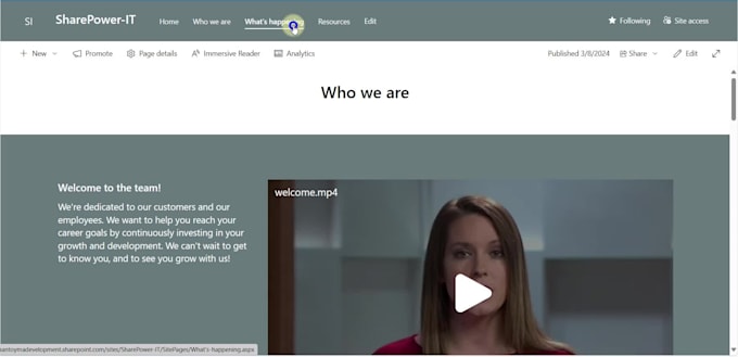 develop a custom sharepoint online intranet