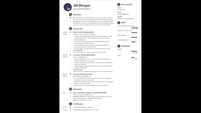 create write professional resume cv