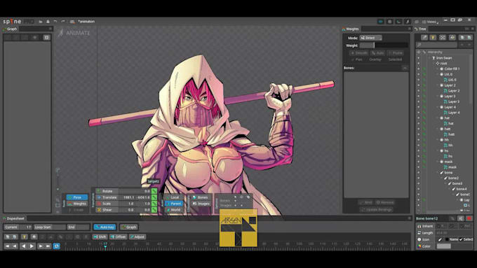 rig and animate 2d character or props in spine pro