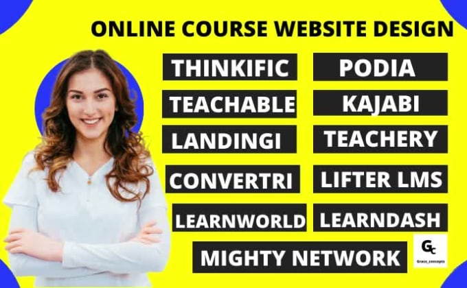 Hire a freelancer to setup mighty network thinkific kajabi learnworlds podia online course website