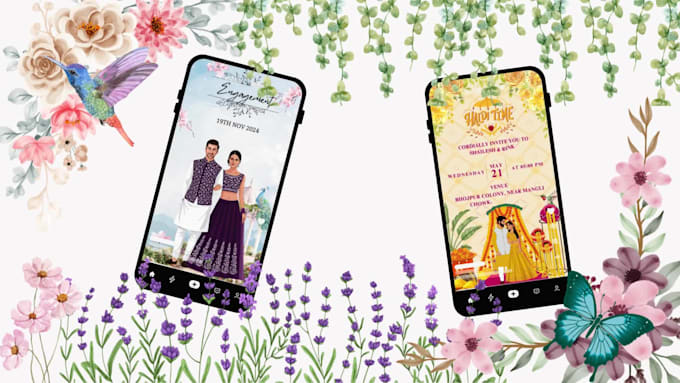 an elegant digital wedding invitation video