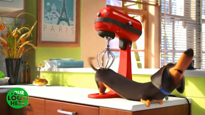 add logo and text funny dog video ads