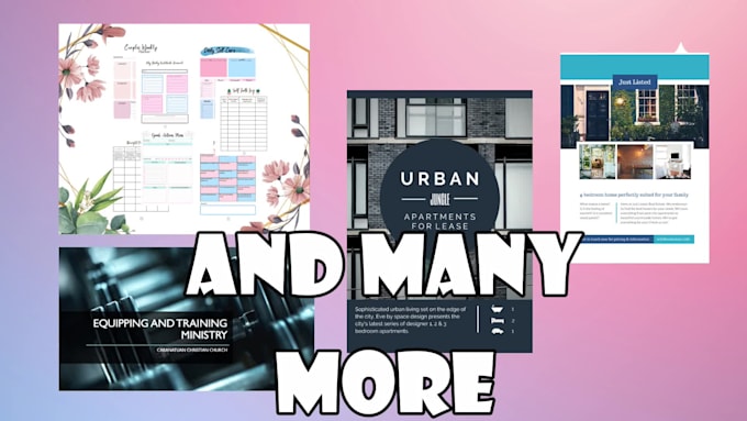 design brochures, flyers, instagram templates, ebook, etc