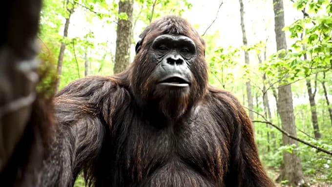 create gorilla and yeti vlogging videos, ai bigfoot vlog