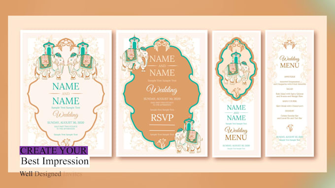 make luxury wedding invitation, menu, and table number