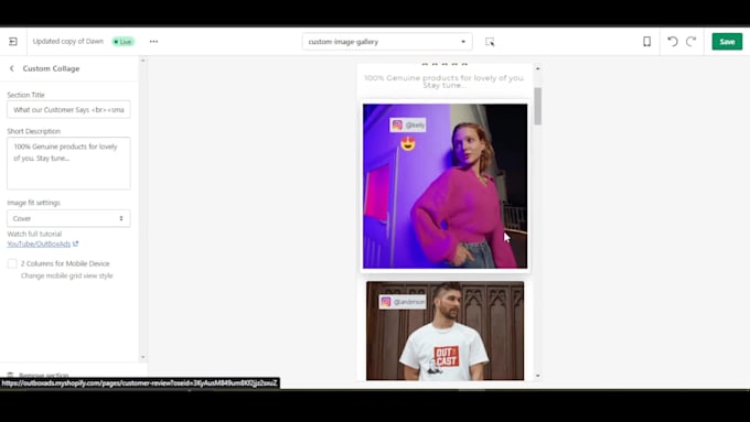 install a custom image gallery section on shopify store