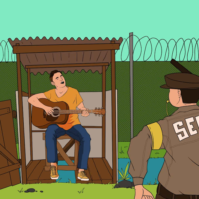 create your album, single song cover art in cartoon style