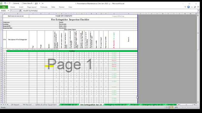 create inventory, safety, and maintenance checklist and reporting