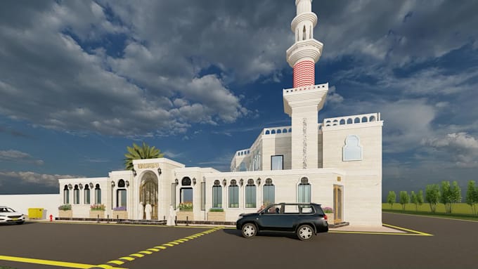design mosque 3d interior, exterior, plainning