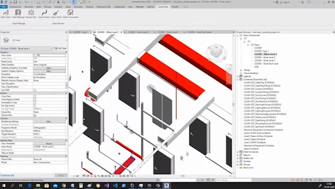 revit bim model lod300 naviswork mep clash detection coordination report nwd nwc