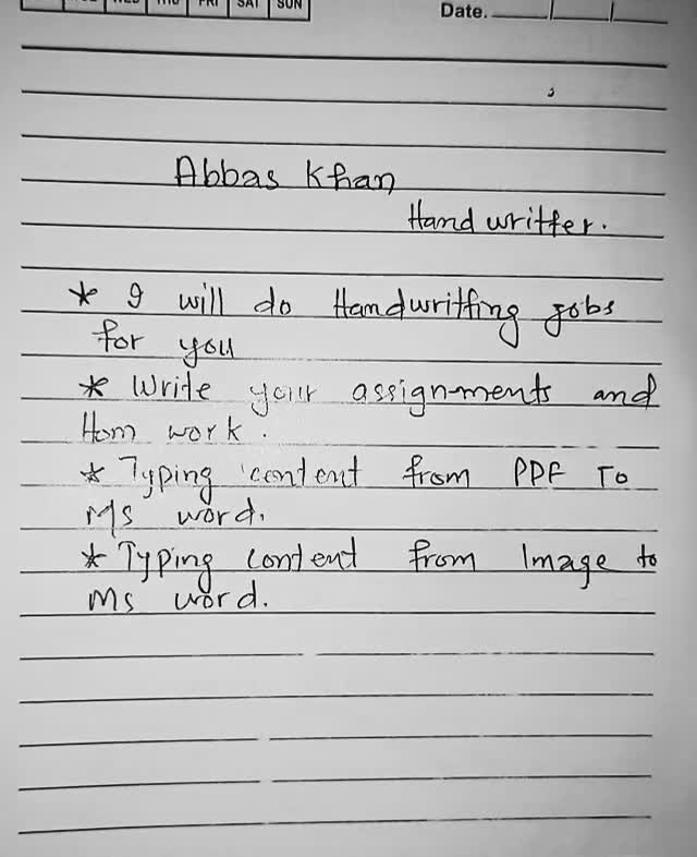 do handwriting in english,urdu and arabic