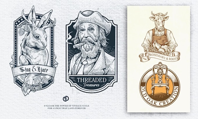do amazing vintage hand drawn or retro business logo design