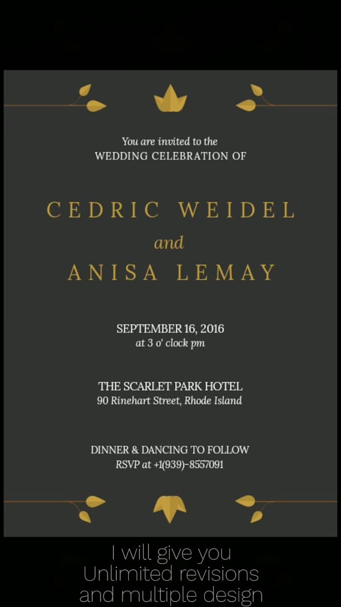 Design wedding invitation,birthday invitation and cv by Graphicsbyzaid Fiverr