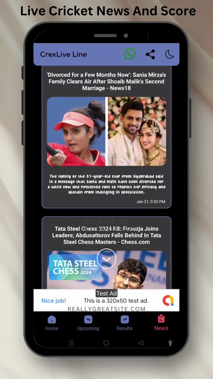 create live cricket match score and cricket news updates