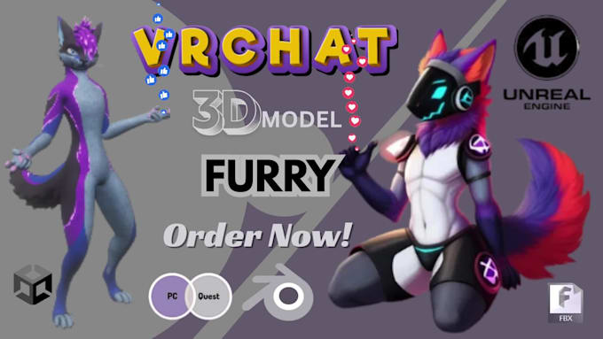 do furry vrchat avatar vtuber  3d charater modelling