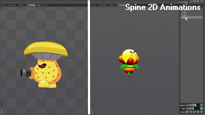 do 2d spine character animation for unity