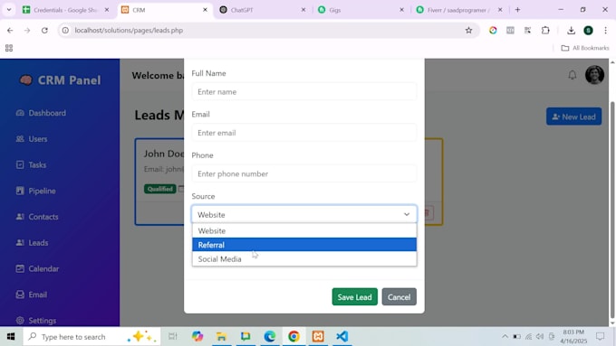 develop a custom PHP CRM system for sales, leads and client