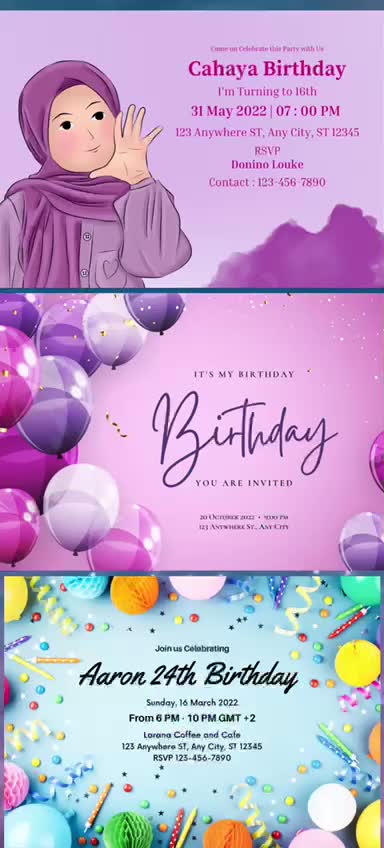 LoaHak Invitation d'anniversaire simple et colorée, invitation  d'anniversaire pour garçons, adolescents, enfants, filles, invitations  d'anniversaire