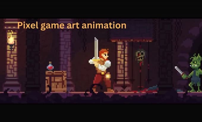 create a professional pixel game art and pixel art character