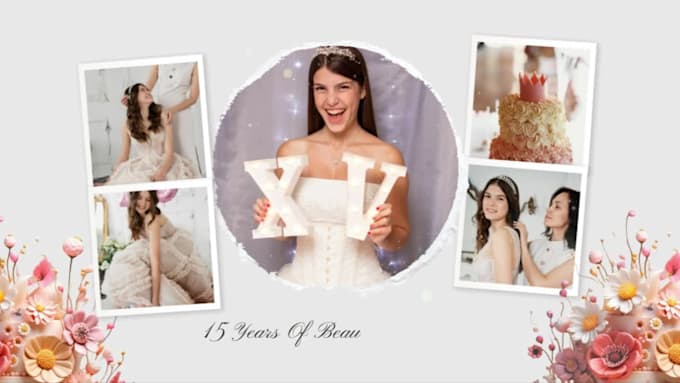 create an elegant quinceañera slideshow video with music
