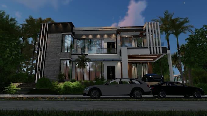 render 3d home exterior elevation interior house walkthrough