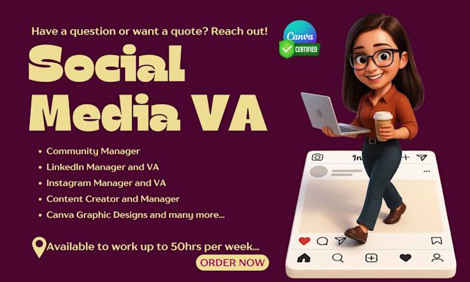 be your social media virtual assistant linkedin ig community manager canva VA