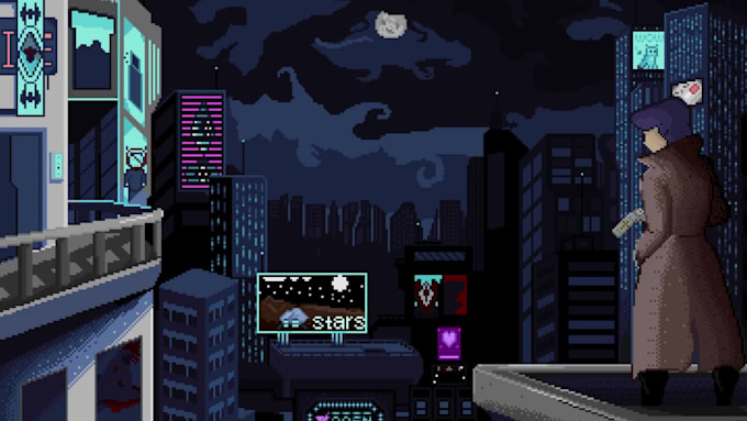 Do a stunning pixel art pixel background scene pixel art animation 8 ...