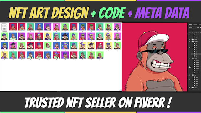 design custom nft art design with code and metadata