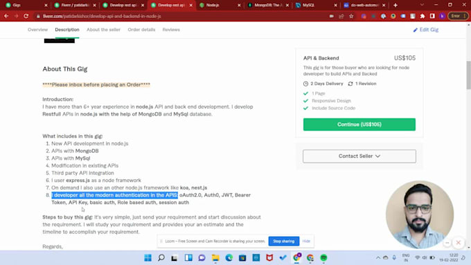 develop rest API and backend in node js and mongodb